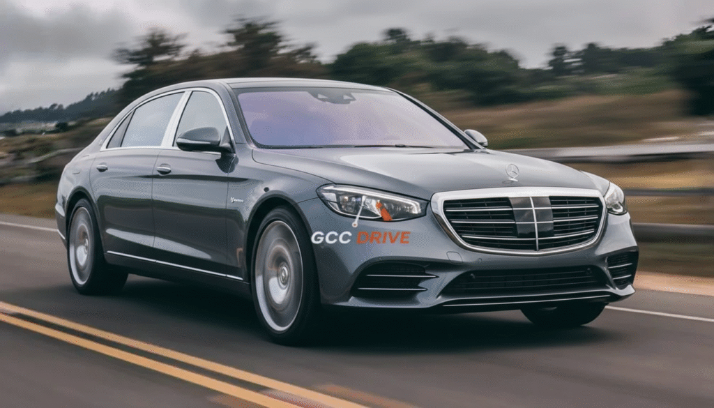 Mercedes Mayabach chauffeur car hire dubai – luxury grey Mercedes-Maybach sedan with professional chauffeur service on the highway