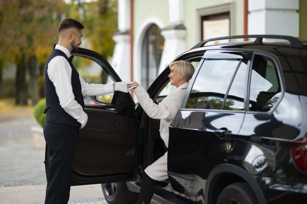 A high-end travel experience typical for hotels or corporate transfers.